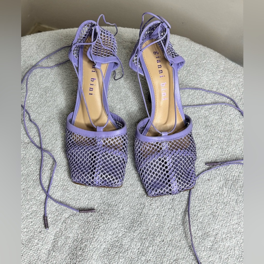 Gianni Bini Lavender Mesh Lace-Up Sandals - Picture 3 of 7